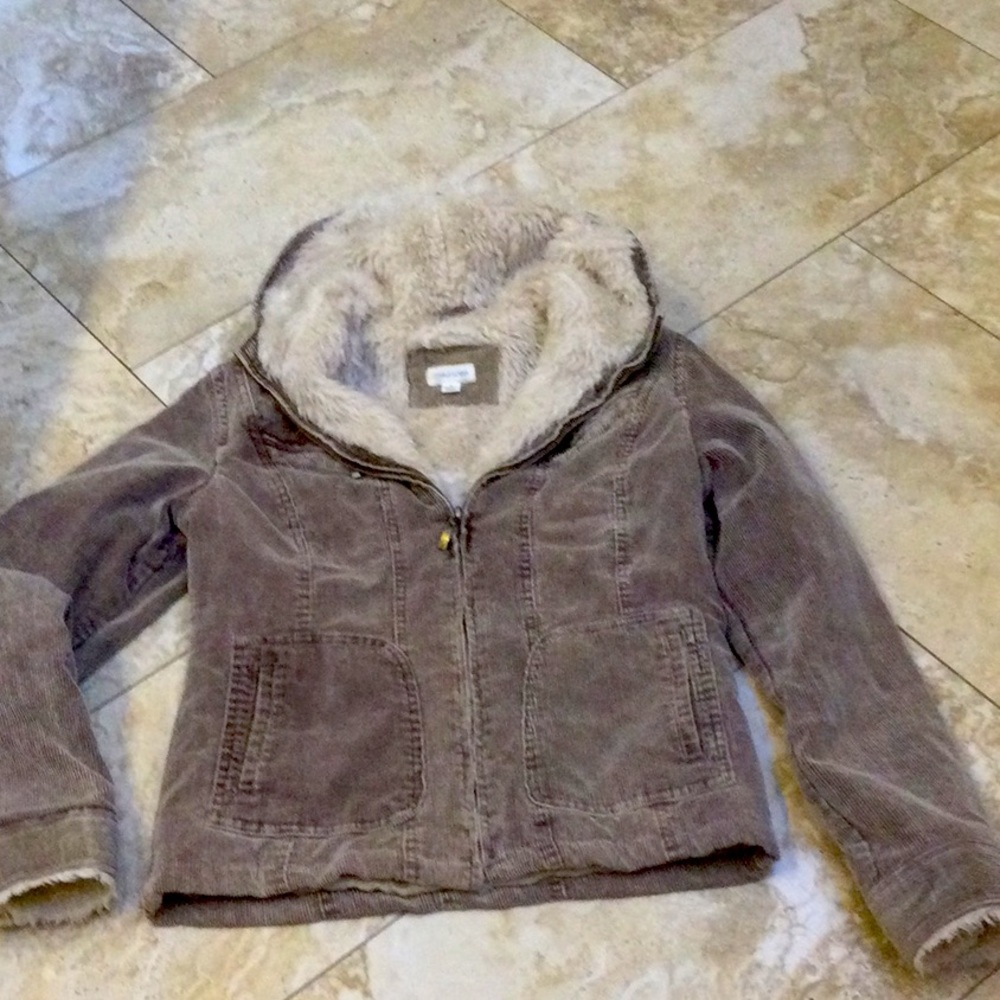 - - Hooded corduroy jacket with 4 pockets
